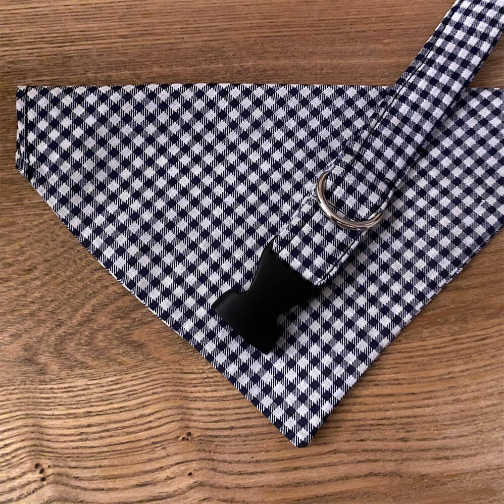 Blue Gingham Dog Bandana & Collar Made To Measure! Waggle Mail